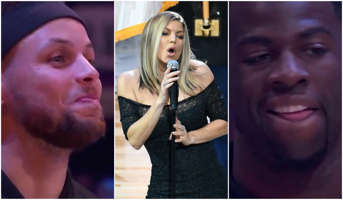 La reacción de los jugadores del All Star con la interpretación de Fergie del himno de Estados Unidos La reacción de los jugadores del All Star con la interpretación de Fergie del himno de Estados Unidos