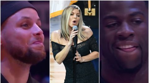 Los jugadores del All Star reaccionan al himno cantado por Fergie