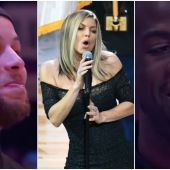 Los jugadores del All Star reaccionan al himno cantado por Fergie