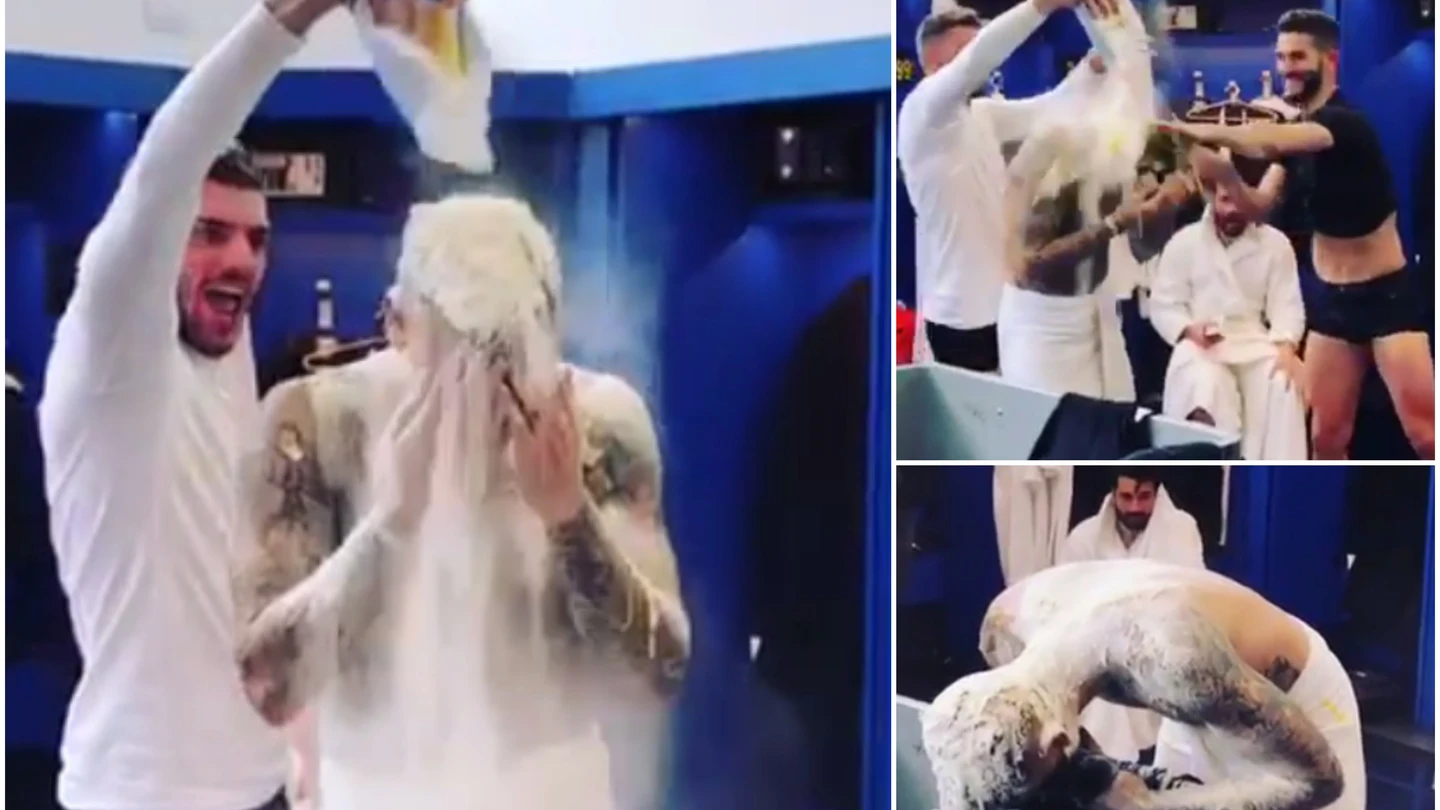 Rebozan con harina y huevos a Icardi por su cumpleaños Rebozan con harina y huevos a Icardi por su cumpleaños