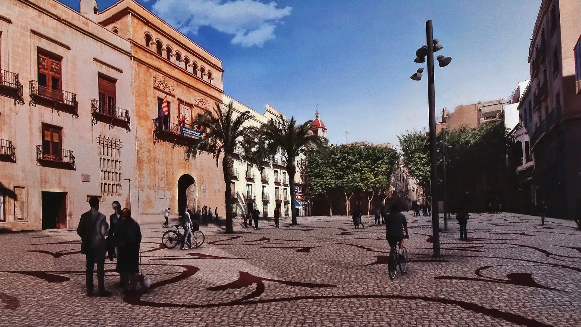 Simulación de la Plaça de Baix de Elche cuando sea peatonal la calle Corredora