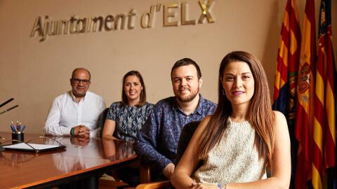 Mireia Moll&agrave;; Antonio Garc&iacute;a; Esther D&iacute;ez; y Felip S&aacute;nchez, concejales de Comprom&iacute;s en el Ayuntamiento de Elche