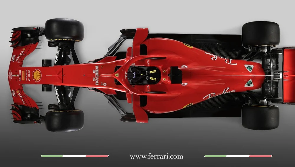 El nuevo Ferrari SF71H, visto desde arriba El nuevo Ferrari SF71H, visto desde arriba