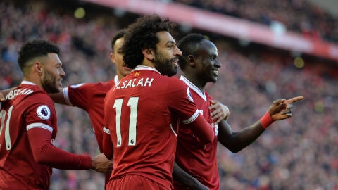 El Liverpool celebrando un gol