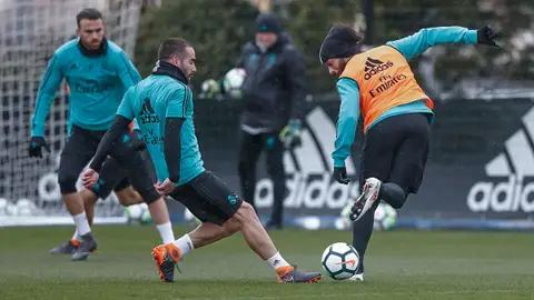 Marcelo, durante el entrenamiento del Real Madrid Marcelo, durante el entrenamiento del Real Madrid