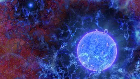 Representación artística que muestra cómo pudieron ser las primeras estrellas del universo Representación artística que muestra cómo pudieron ser las primeras estrellas del universo