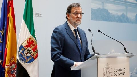 Mariano Rajoy en un acto en Badajoz