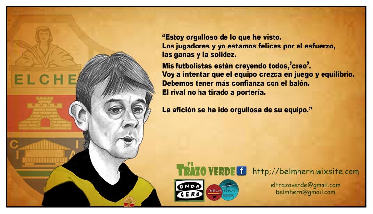 "No van a encontrar otra persona más feliz que yo tras el triunfo del Elche" "No van a encontrar otra persona más feliz que yo tras el triunfo del Elche"