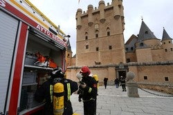 Simulacro anual de incendio en el Alcázar Simulacro anual de incendio en el Alcázar