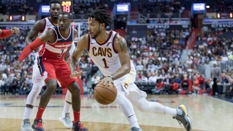 Derrick Rose, durante un partido de los Cavaliers