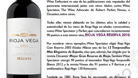 Rioja Vega 90 Puntos Parker edición limitada Rioja Vega 90 Puntos Parker edición limitada