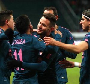 Los jugadores de Atlético de Madrid celebran un gol ante el Lokomotiv Los jugadores de Atlético de Madrid celebran un gol ante el Lokomotiv