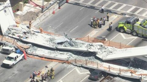 Puente derrumbado en Miami