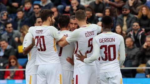 La Roma celebrando un gol