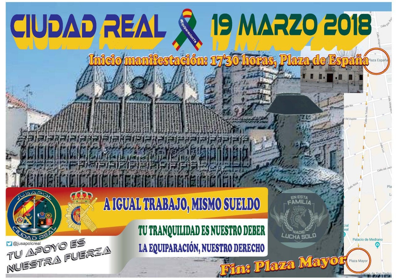 Manifestación en Ciudad Real por una equiparación salarial real de Policía Nacional y Guardia Civil Manifestación en Ciudad Real por una equiparación salarial real de Policía Nacional y Guardia Civil