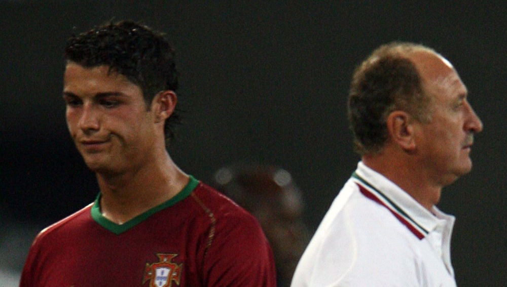 Cristiano Ronaldo y Scolari en 2006 con Portugal