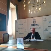 Alfonso Reguera, portavoz del PSOE, en la rueda de prensa de esta mañana