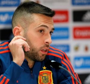 Jordi Alba, en rueda de prensa en Alemania Jordi Alba, en rueda de prensa en Alemania
