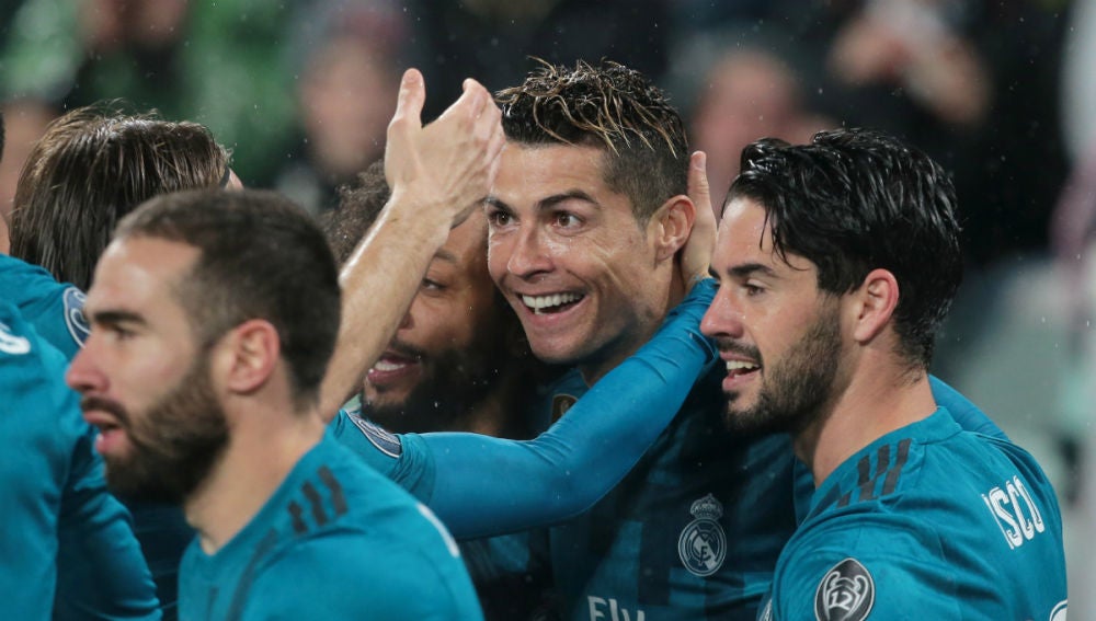 Cristiano celebra un gol con el Real Madrid
