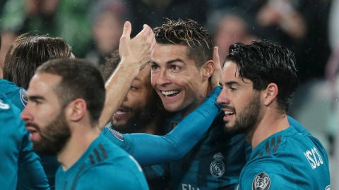 Cristiano celebra un gol con el Real Madrid