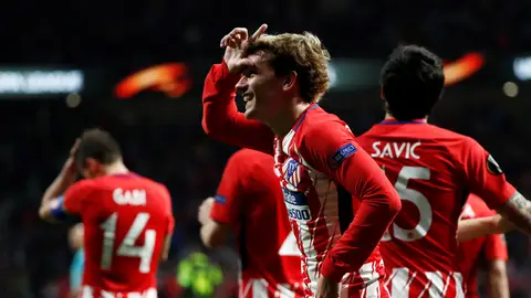 Griezmann celebra su gol contra el Sporting Griezmann celebra su gol contra el Sporting