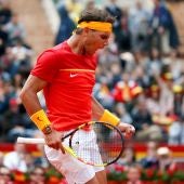 Nadal celebra un punto contra Kohlschreiber