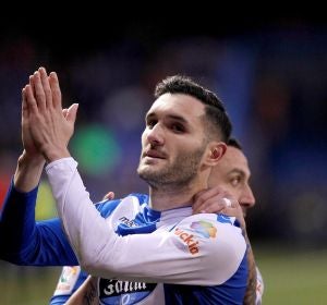 Lucas Pérez celebra su gol contra el Málaga Lucas Pérez celebra su gol contra el Málaga