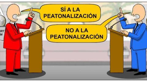 Vi&ntilde;eta sobre el debate del proyecto de la peatonalizaci&oacute;n de la calle Corredora