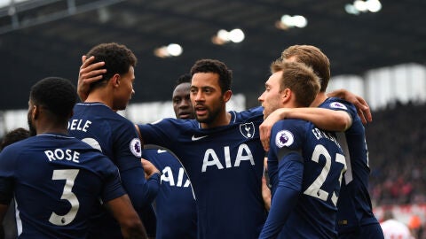 El Tottenham celebrando el gol ante el Stoke
