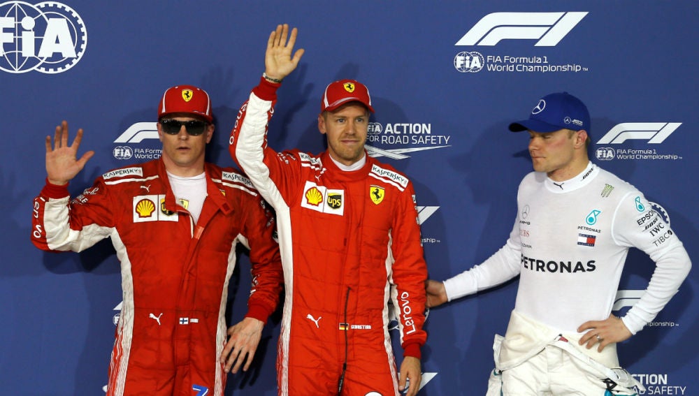 Raikkonen, Vettel y Bottas