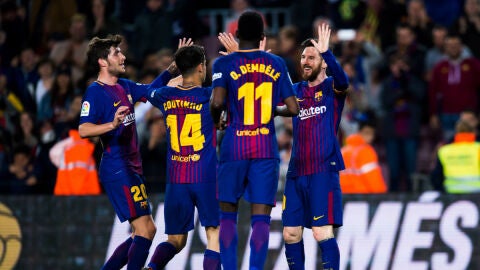El Barcelona celebra un gol