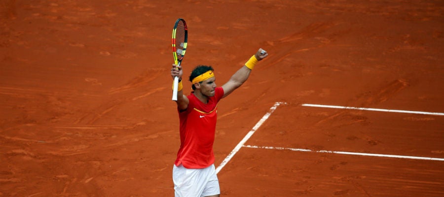Nadal celebra una victoria Nadal celebra una victoria