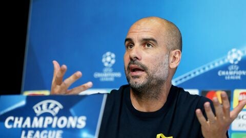 Pep Guardiola, en rueda de prensa antes de medirse al Liverpool