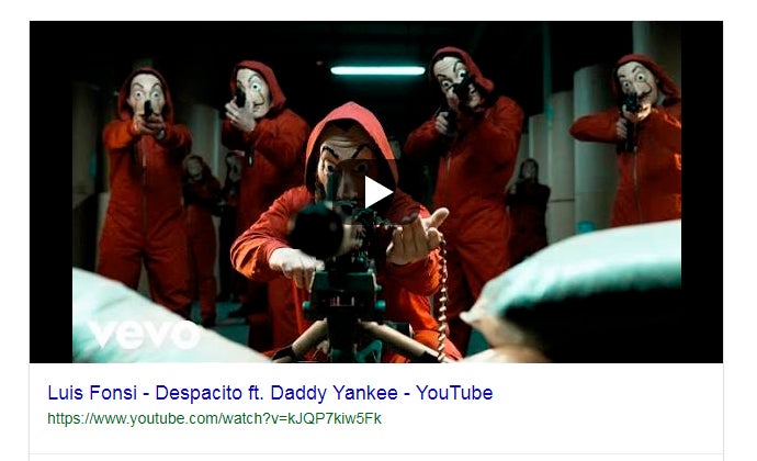 Unos hackers borran 'Despacito' de Luis Fonsi de Youtube y lo sustituyen por una imagen de 'La casa de papel' Unos hackers borran 'Despacito' de Luis Fonsi de Youtube y lo sustituyen por una imagen de 'La casa de papel'