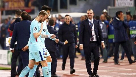 Ivan Rakitic abandona el c&eacute;sped del Ol&iacute;mpico