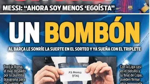 Portada de 'Bombón' del diario Sport. Portada de 'Bombón' del diario Sport.
