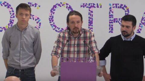 &Iacute;&ntilde;igo Errej&oacute;n, Pablo Iglesias y Ram&oacute;n Espinar