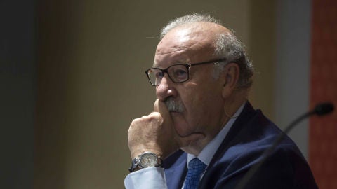 Vicente del Bosque, durante la presentaci&oacute;n de un torneo de cadetes