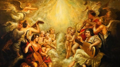&Aacute;ngeles tocando m&uacute;sica