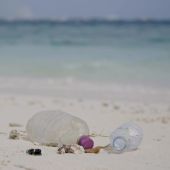 Plásticos en la playa 