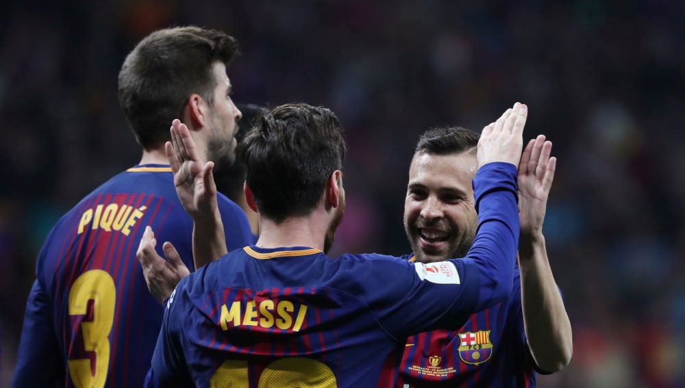 Messi celebrando el gol del Barcelona