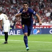 Luis Suárez celebrando el gol