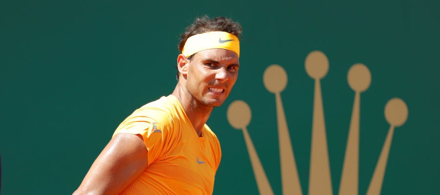 Nadal celebra un punto contra Nishikori Nadal celebra un punto contra Nishikori