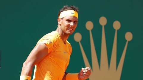 Nadal celebra un punto contra Nishikori