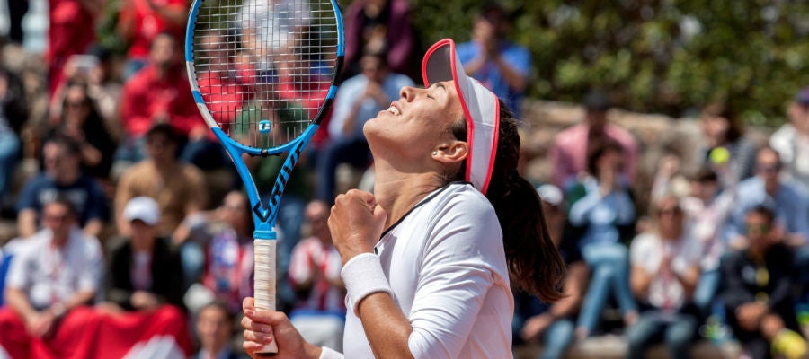 Muguruza celebra una victoria Muguruza celebra una victoria