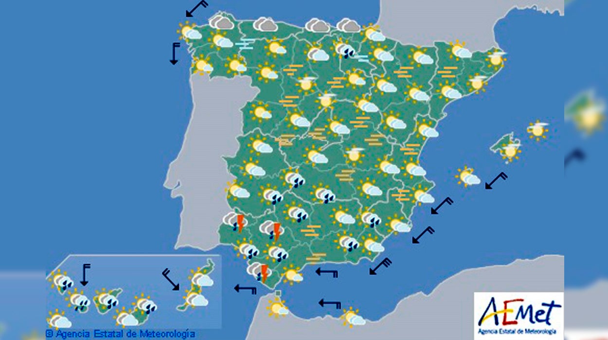 Este lunes, bajan las máximas en el Cantábrico y vuelve la calima a la Península Este lunes, bajan las máximas en el Cantábrico y vuelve la calima a la Península