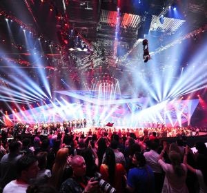 Vista del escenario durante Eurovisión 2018. Vista del escenario durante Eurovisión 2018.