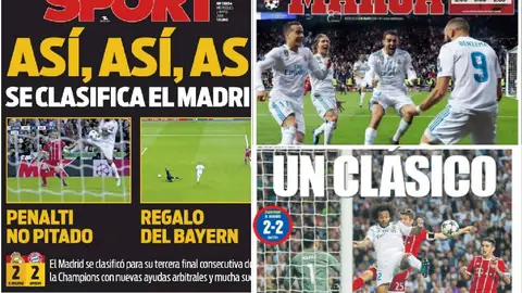 Portadas de la prensa con el pase del Real Madrid a la final de Kiev Portadas de la prensa con el pase del Real Madrid a la final de Kiev