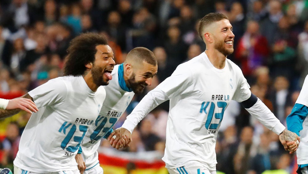 Marcelo, Benzema y Ramos celebran el pase a la final