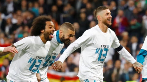 Marcelo, Benzema y Ramos celebran el pase a la final